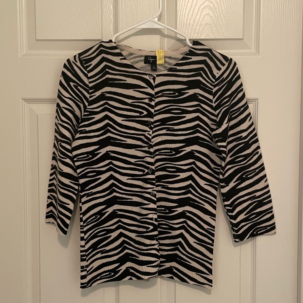 100% cashmere zebra cardigan